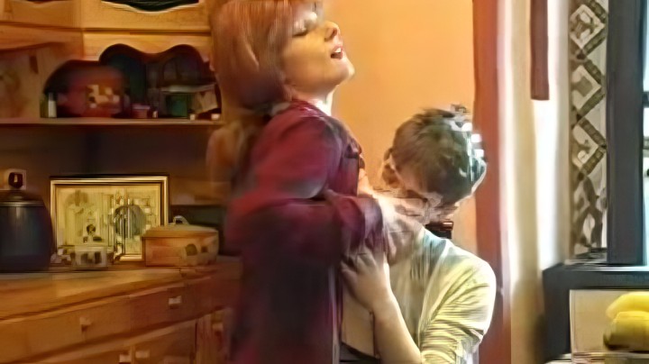 Russian young guy fucks his mother in the mouth and pussy at home